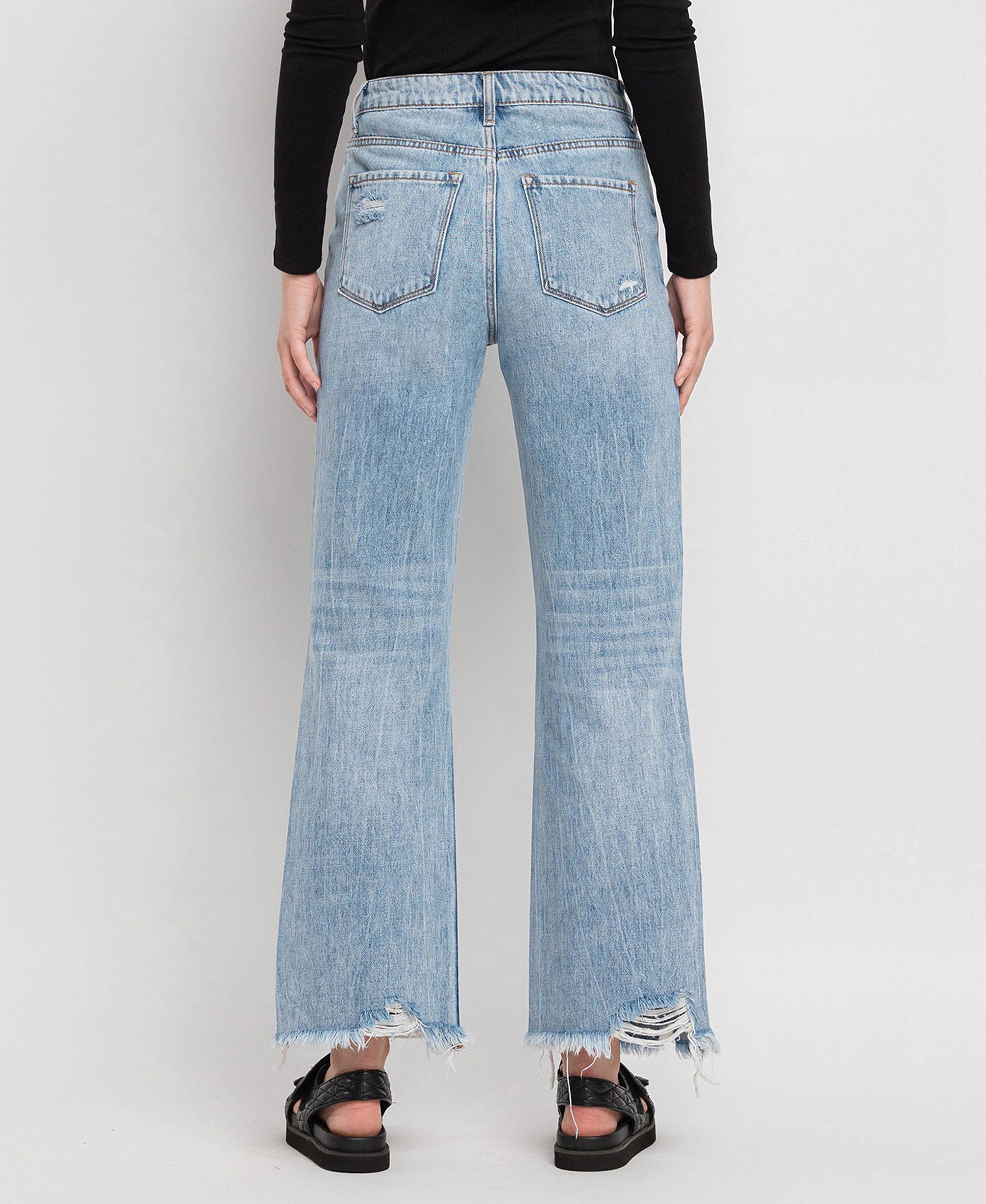 90'S VINTAGE SUPER HIGH RISE FLARE JEANS
