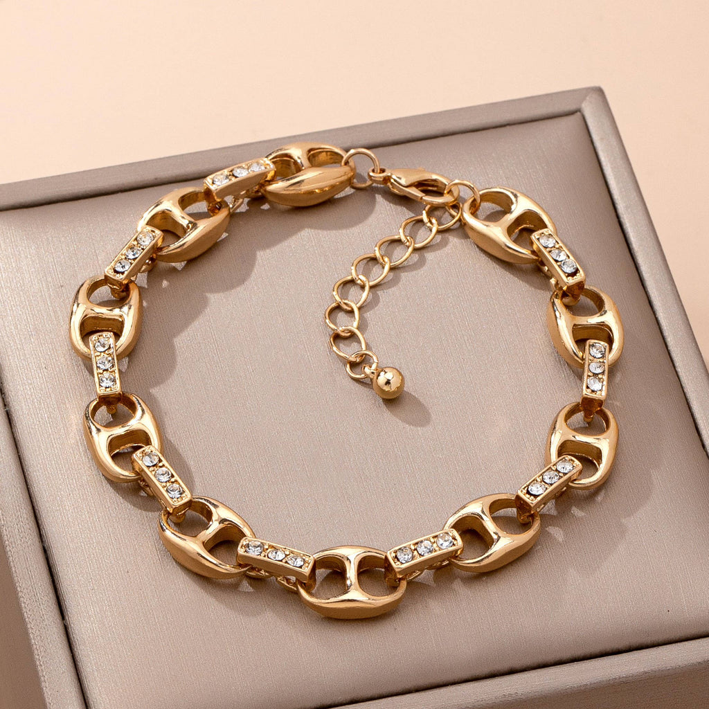 Sparkling Gold Link Chain Bracelet