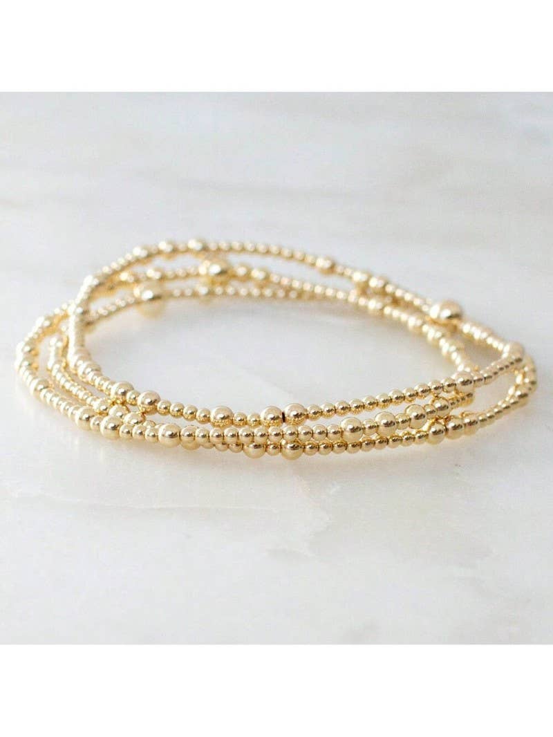 GOLD BALL BEADED BRACELET SET