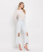 90'S VINTAGE SUPER HIGH RISE CROP FLARE JEANS