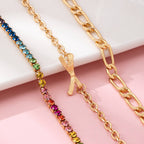 Multi Rainbow Crystals & Mixed Chains Bracelet