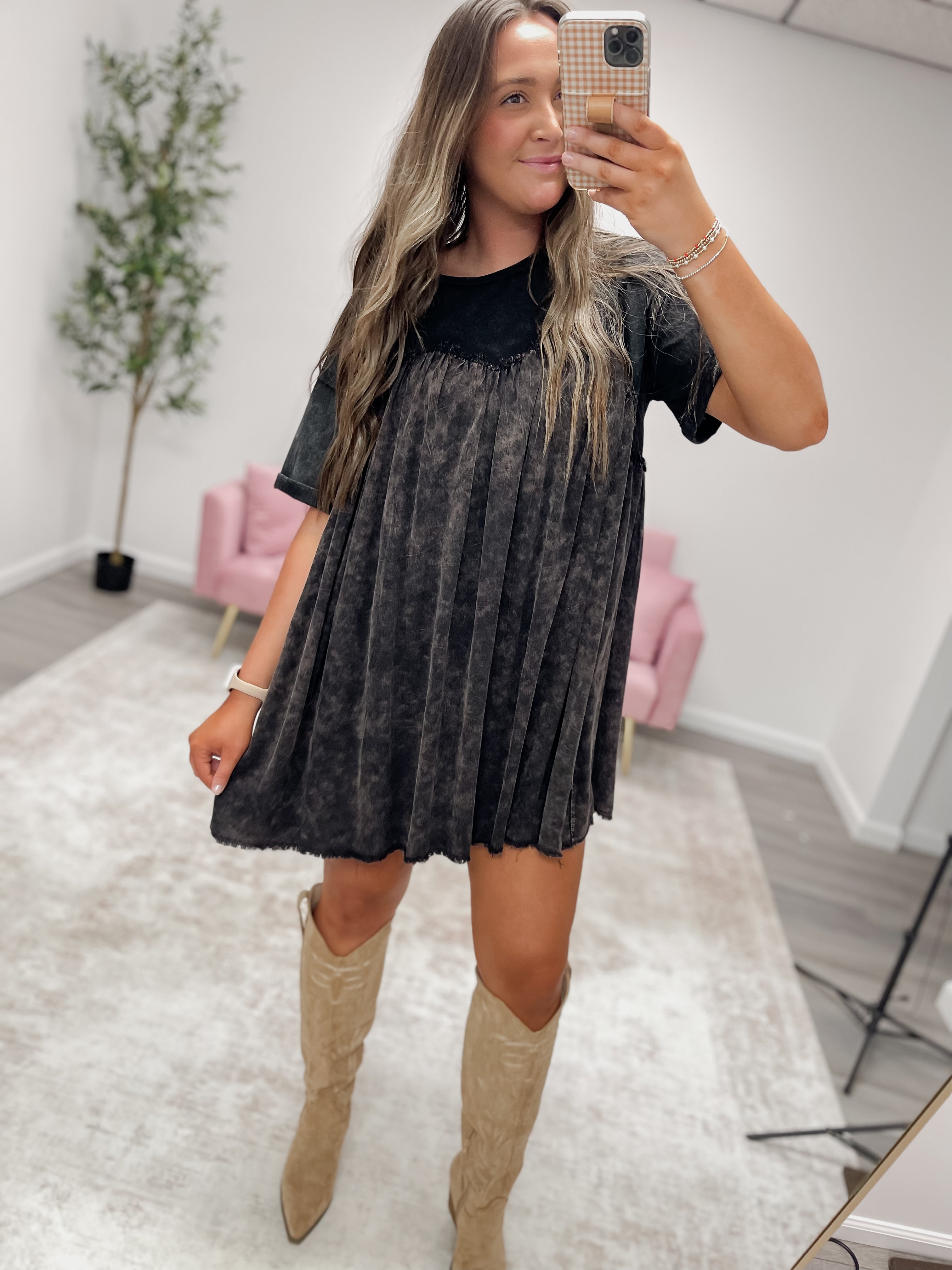 Mineral Wash Mini Dress