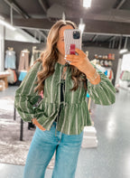 Corduroy Peplum Blouse