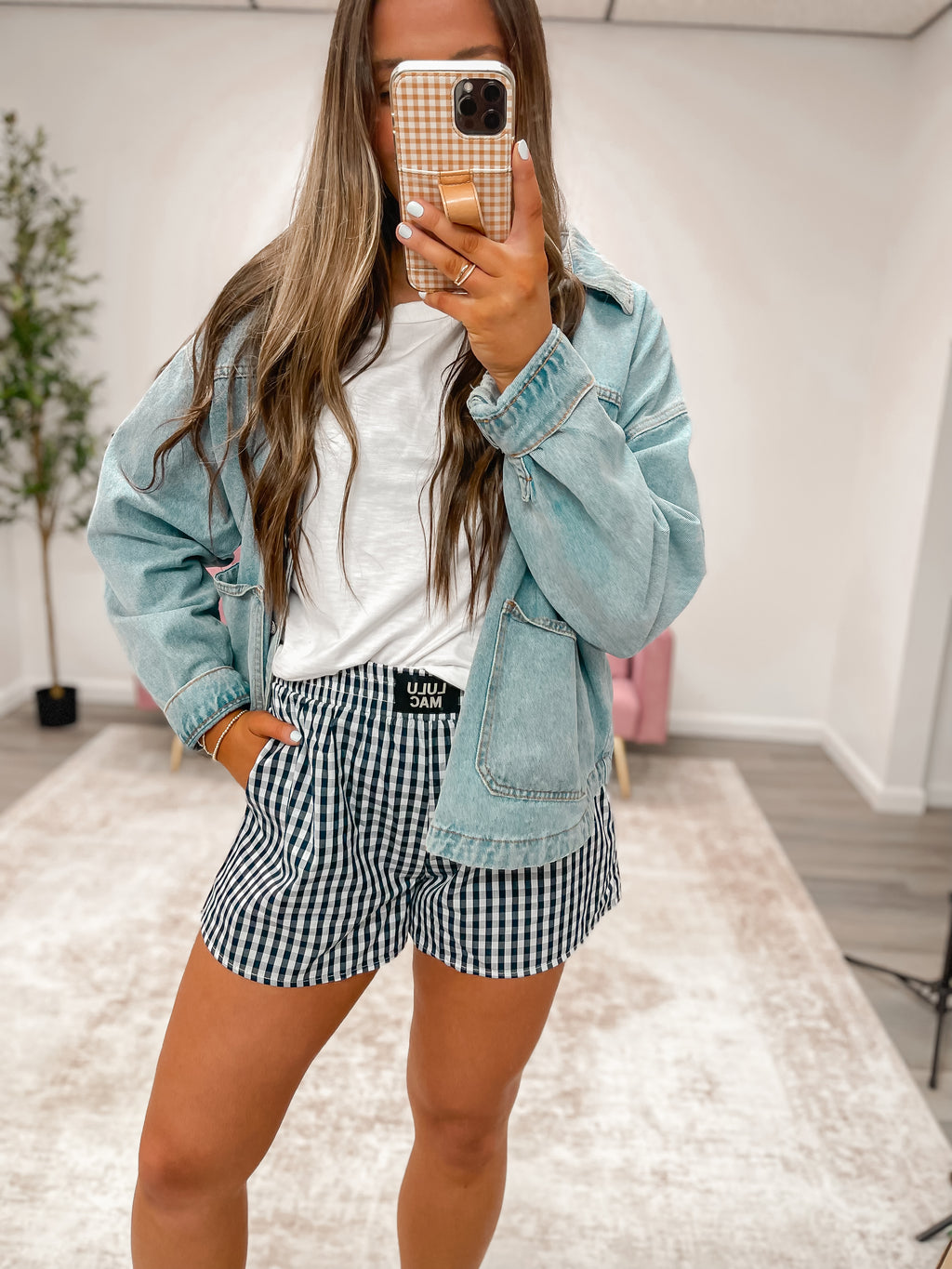 LULU MAC NAVY GINGHAM BOXER SHORT