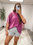 Everyday Acid Wash Oversized Tee - PLUM