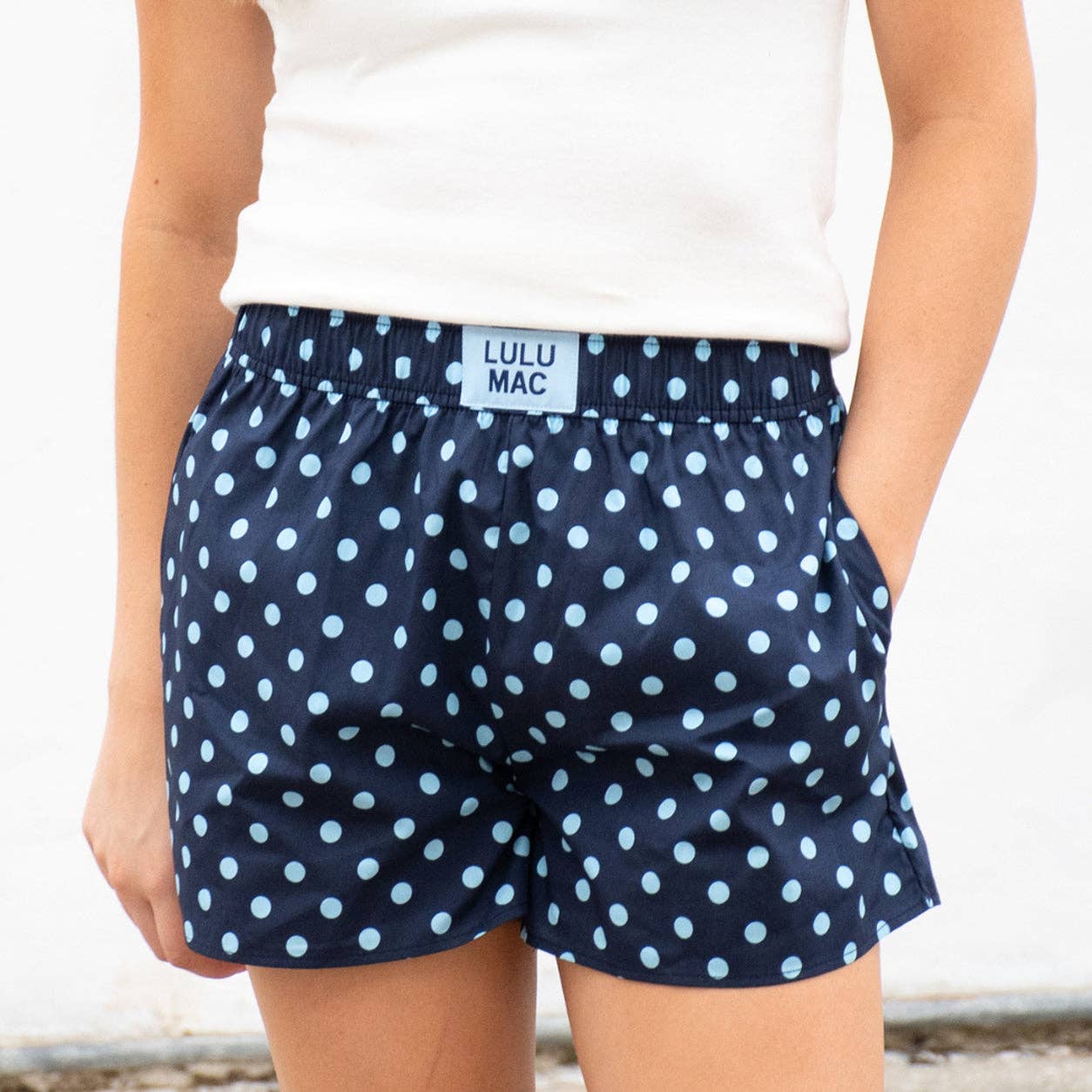 LULU MAC NAVY/LIGHT BLUE POLKA DOT BOXER