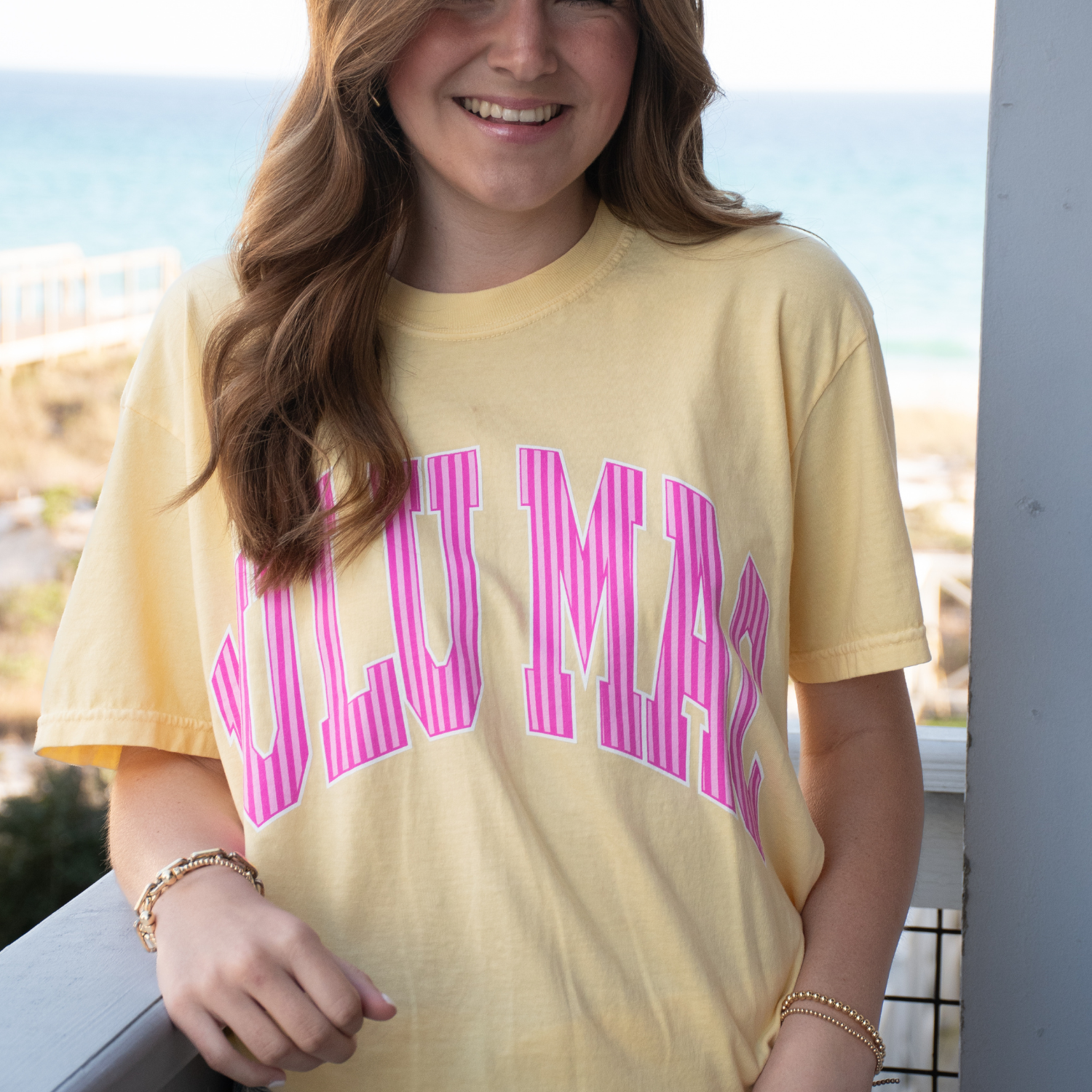 LULU MAC Striped Butter Comfort Colors Tee