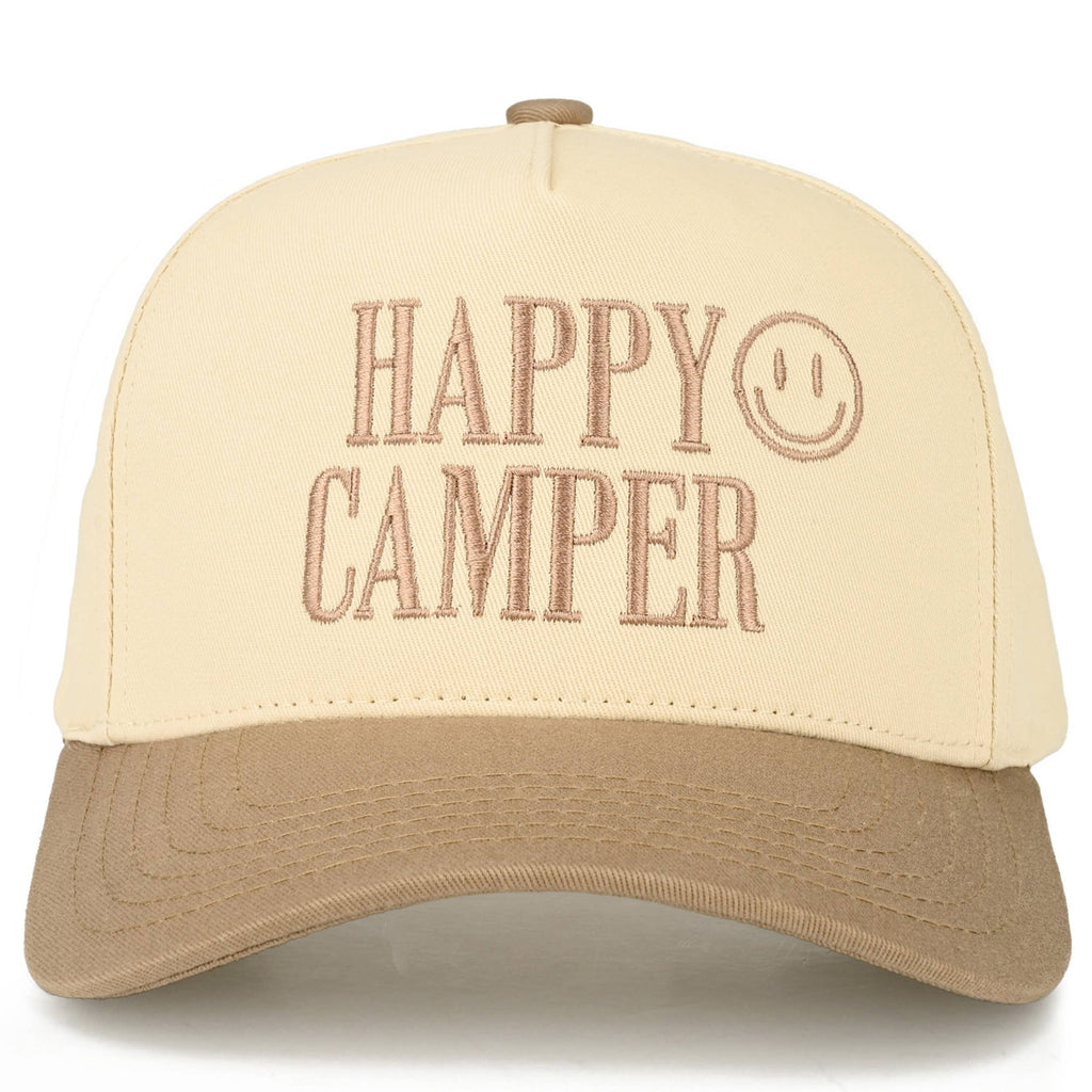 HAPPY CAMPER Embroidered Two Tone Trucker Hat