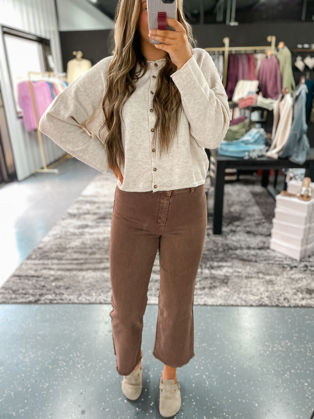 Ashton Wide Leg Denim Jeans - Brown