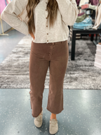 Ashton Wide Leg Denim Jeans - Brown