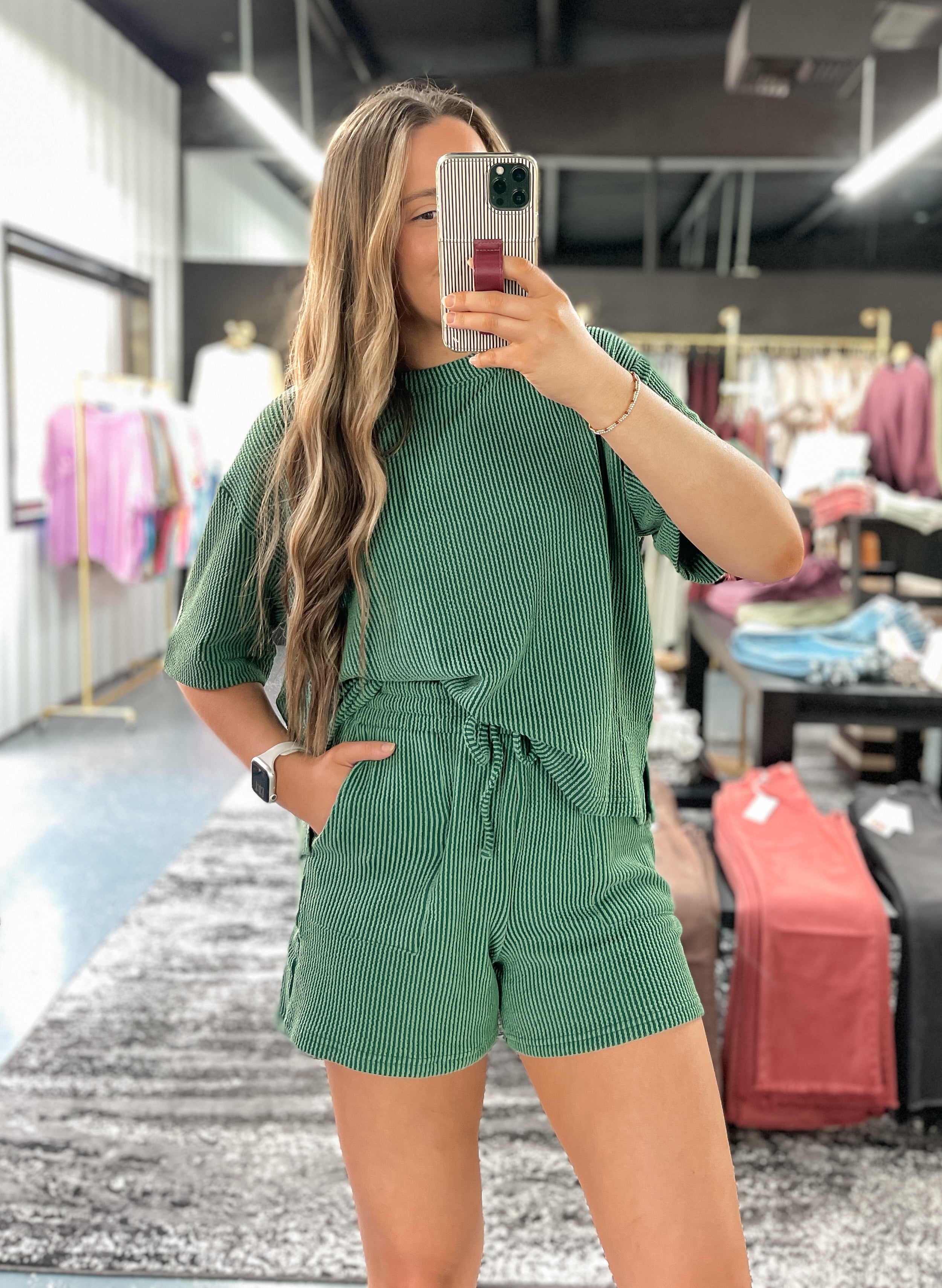 Raised Rib Tee + Shorts Set - Forrest