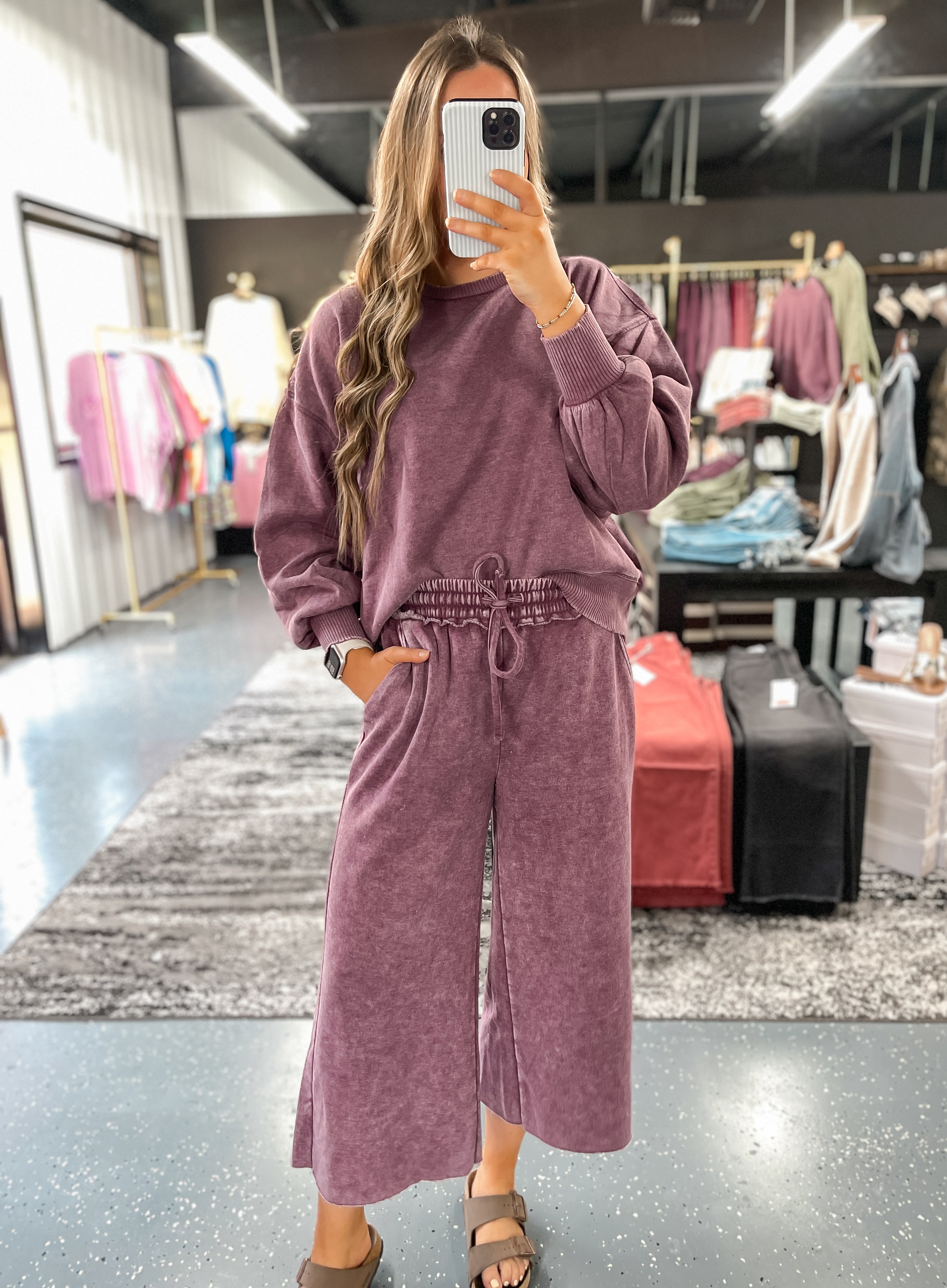Everyday Acid Wash Sweats - Plum