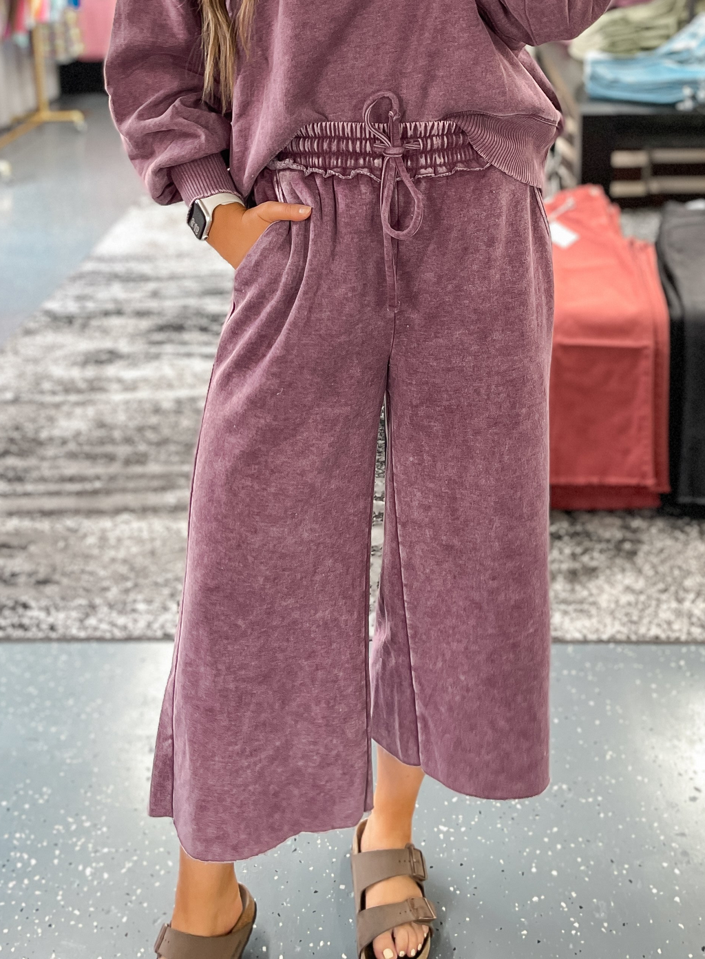 Everyday Acid Wash Sweats - Plum