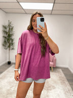 Everyday Acid Wash Oversized Tee - PLUM
