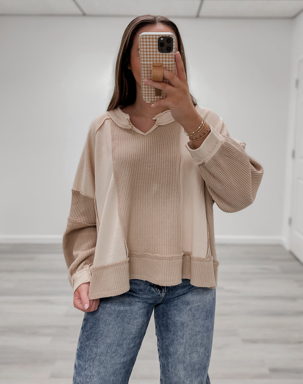 June contrast fabric top