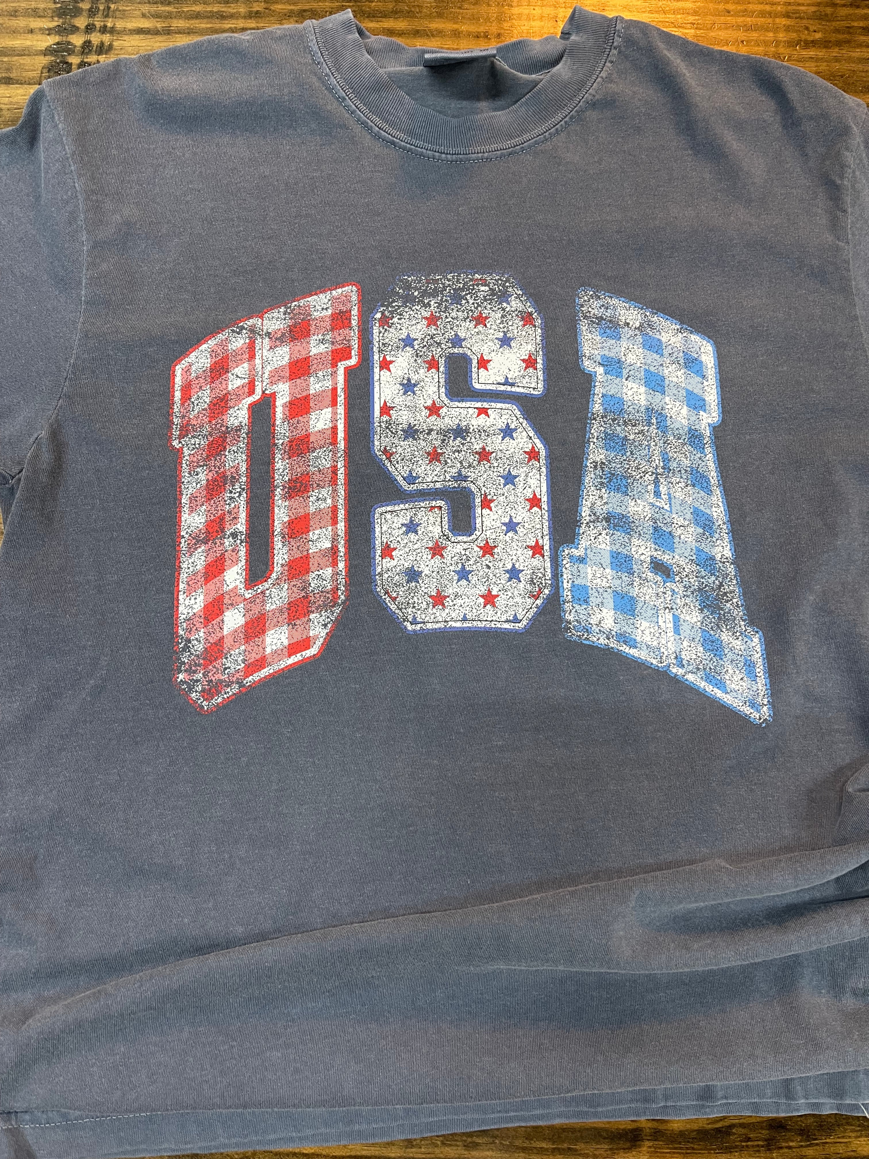 Gingham USA Tee