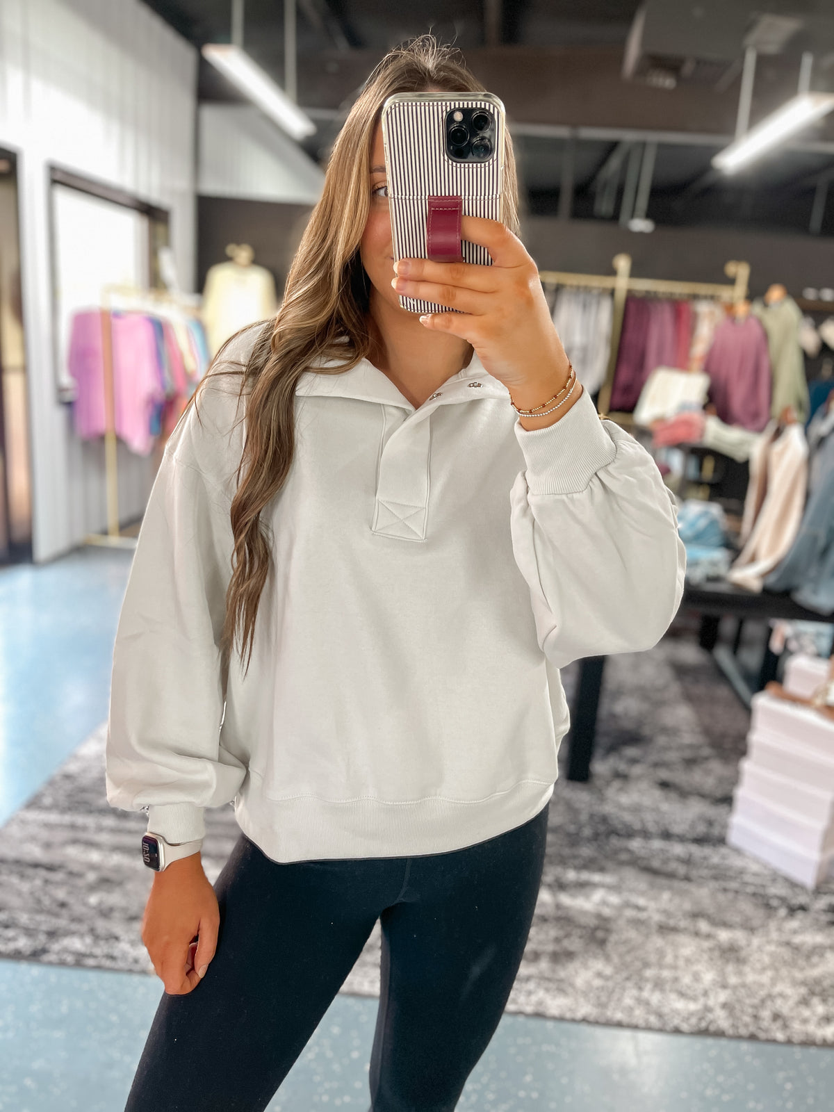 Half Snap Pullover - Bone