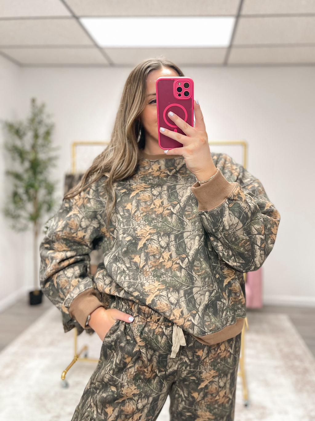 Woodland Camo Fleece Crew Neck