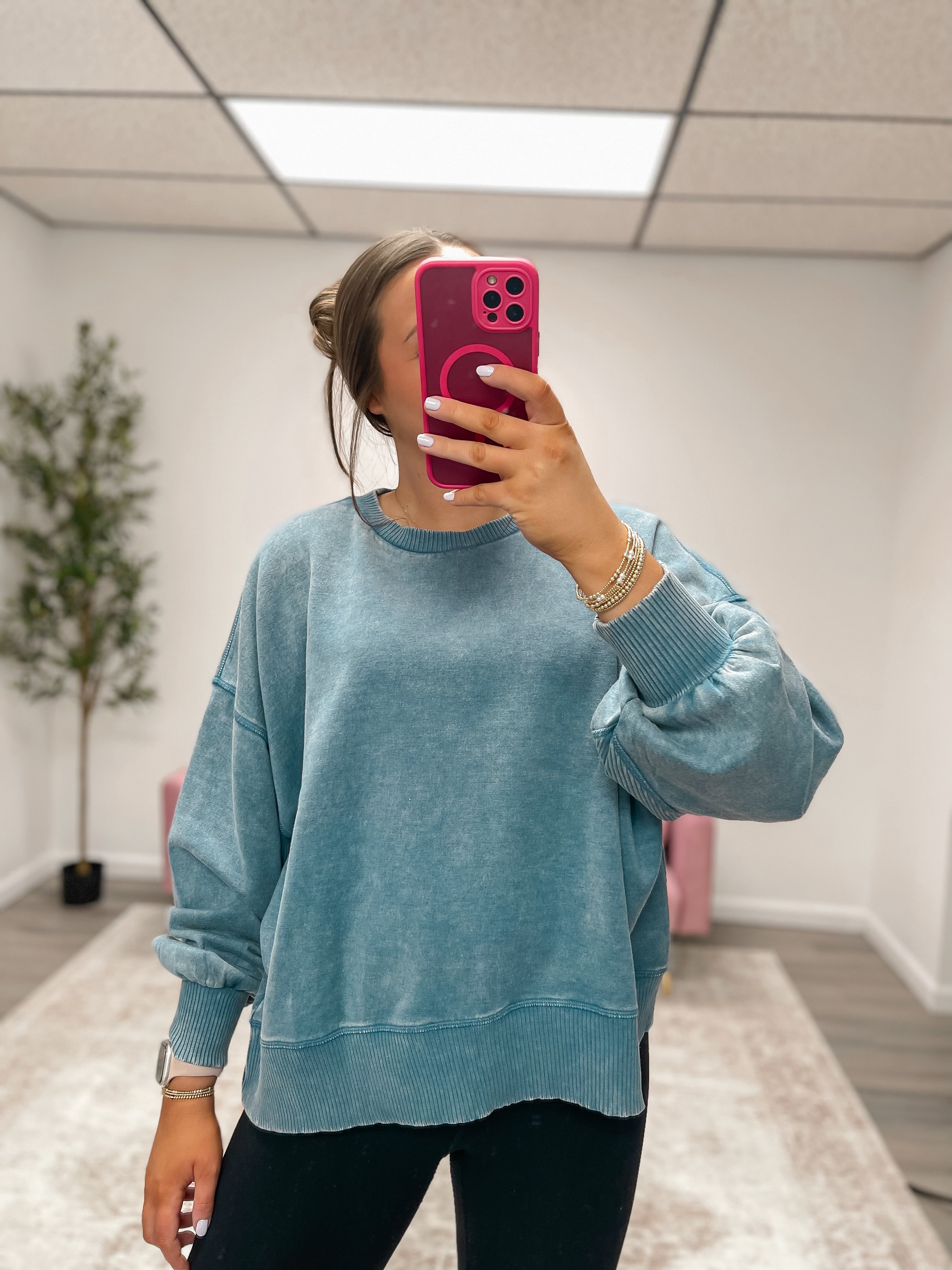 Jackie Sweatshirt (PLUS) - Dusty Blue