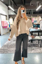 June contrast fabric top