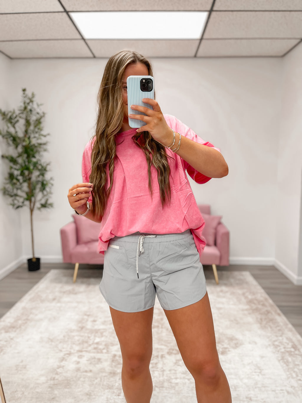 Everyday Acid Wash Oversized Tee - FUCHSIA