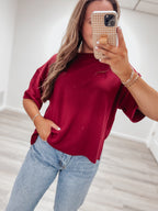Seasons Greetings Knit Top - Cranberry