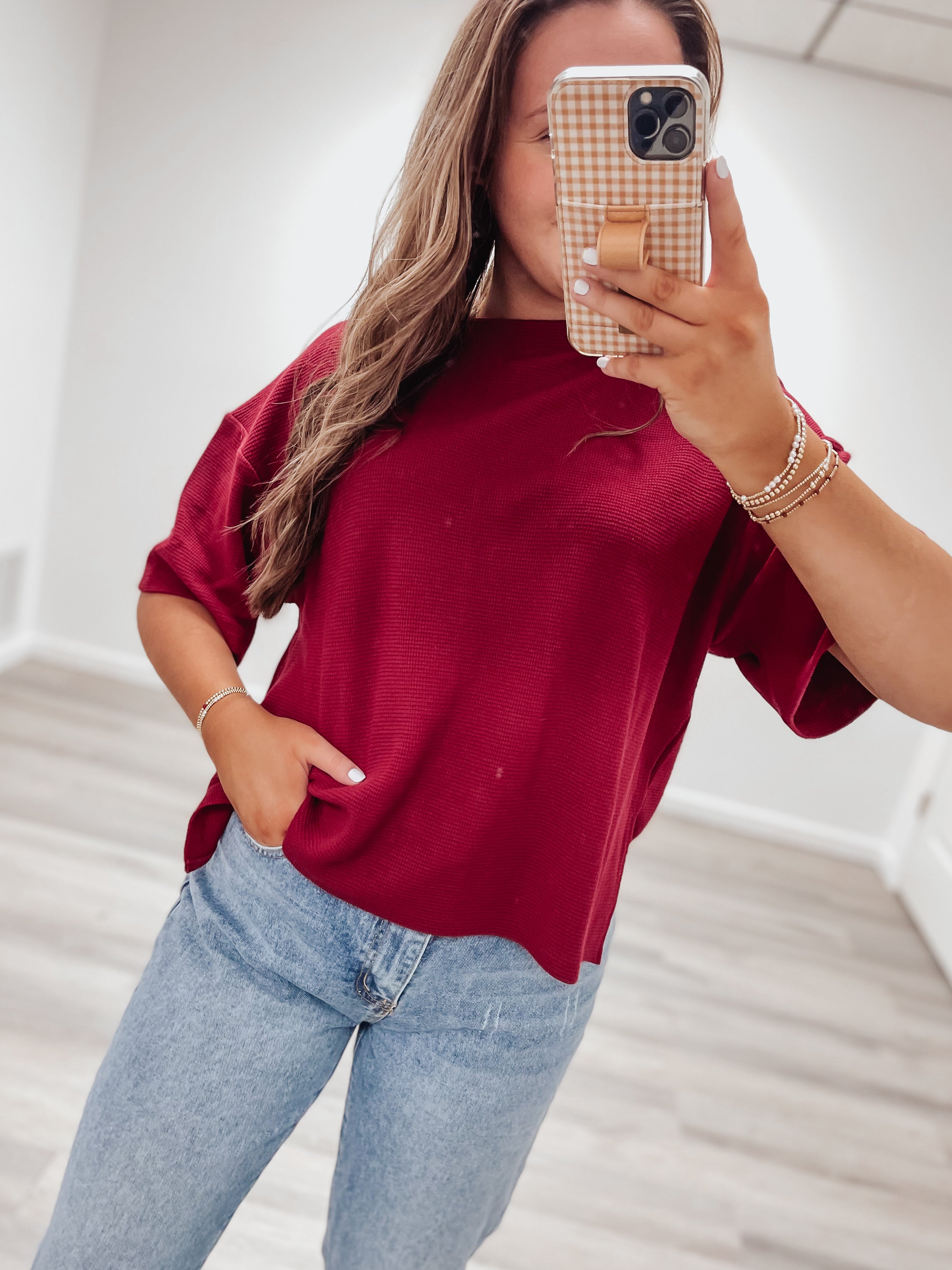 Seasons Greetings Knit Top - Cranberry