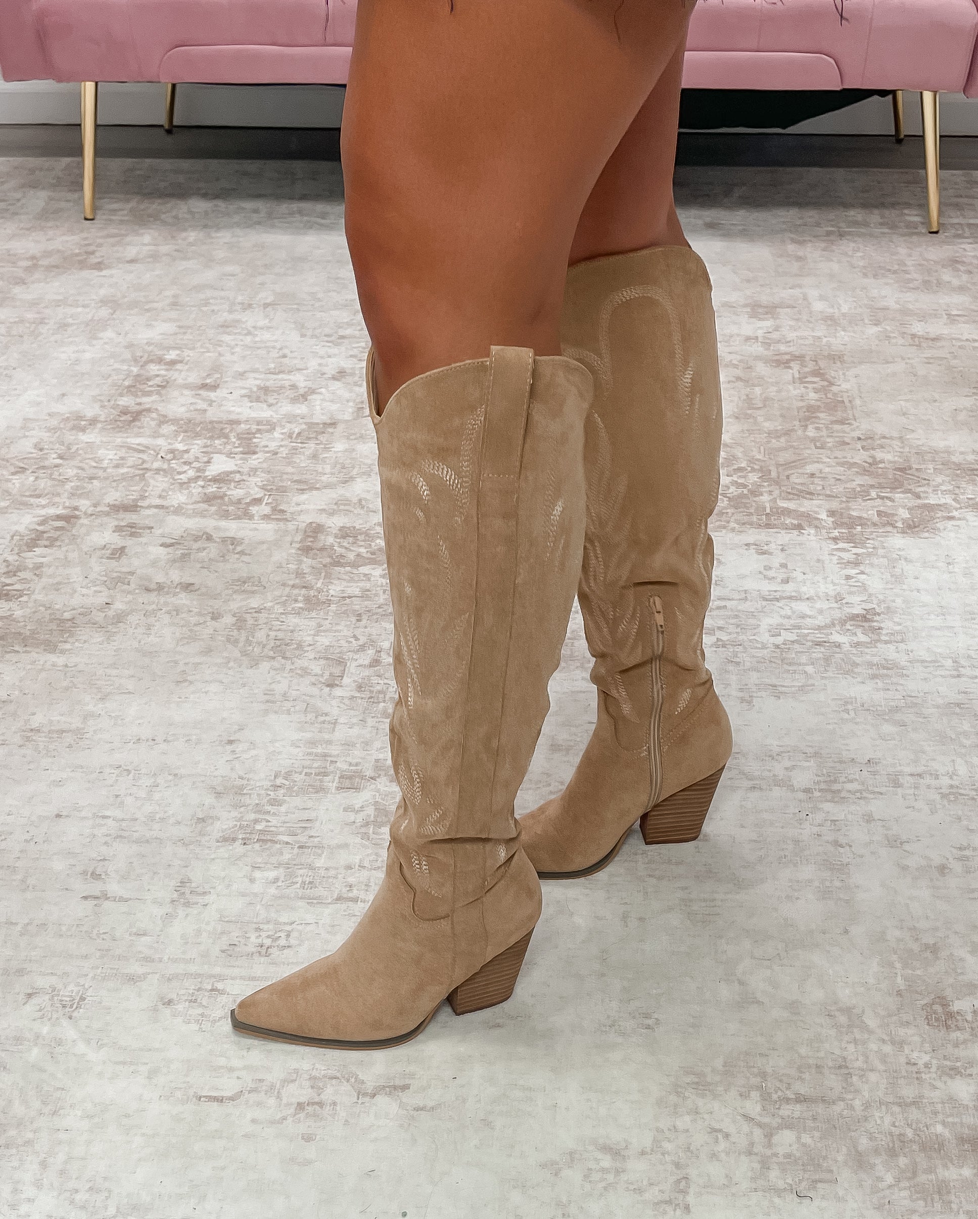 The Bronco Knee High Boots -Almond
