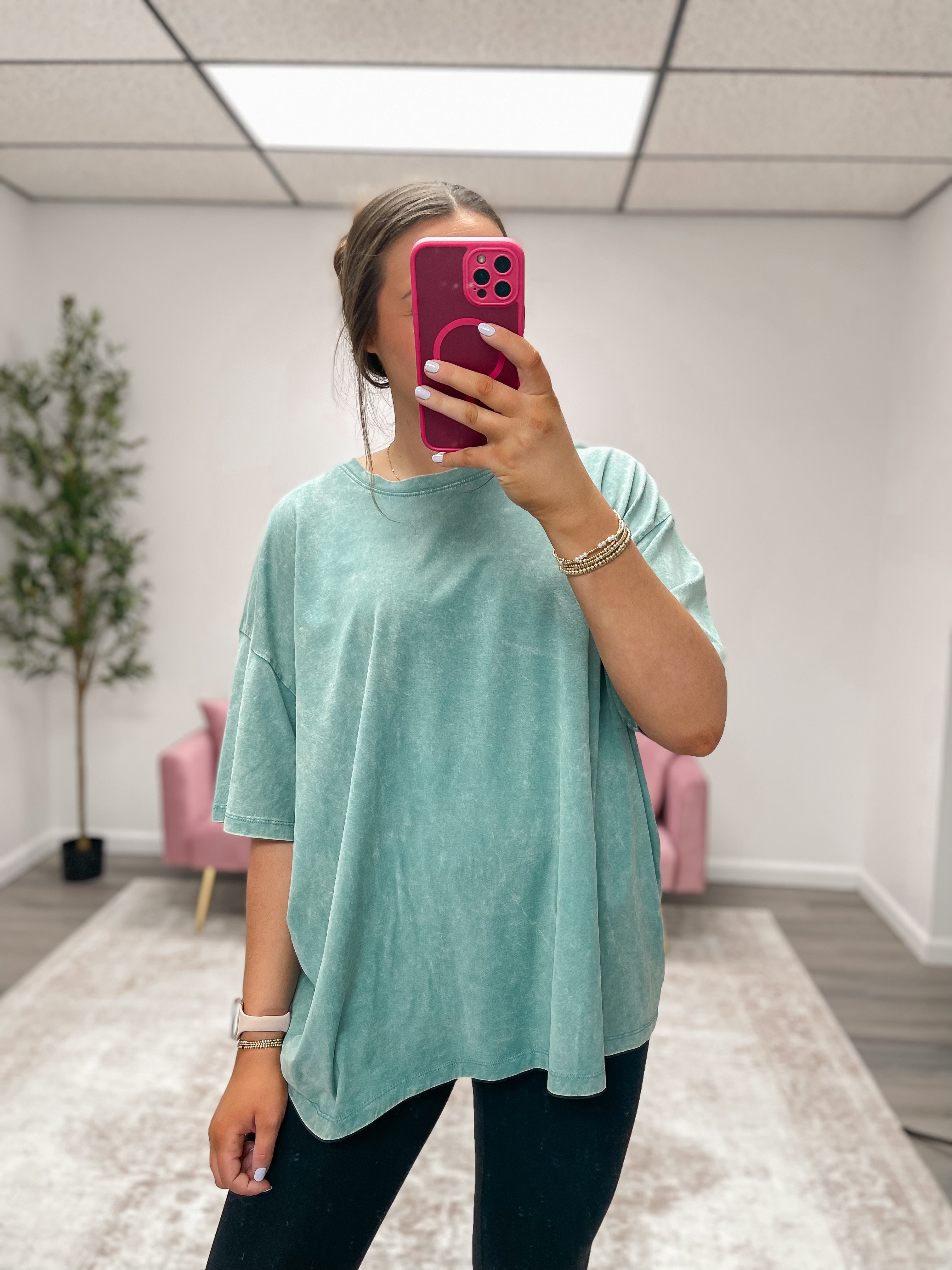 Oversized Mineral Wash Tee - Ash Blue