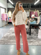 Ashton Wide Leg Denim Jeans - Terracotta