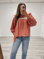 PINTUCK SMOCKED BLOUSE