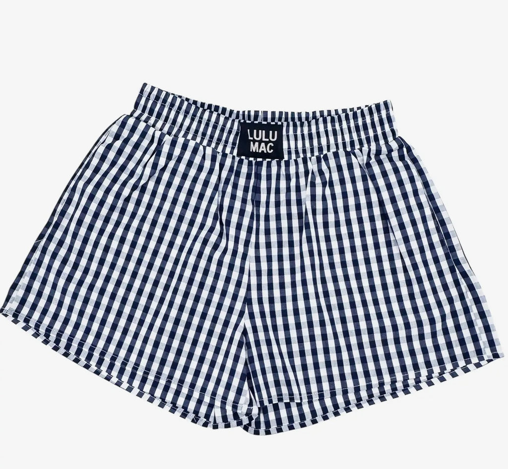 LULU MAC NAVY GINGHAM BOXER SHORT