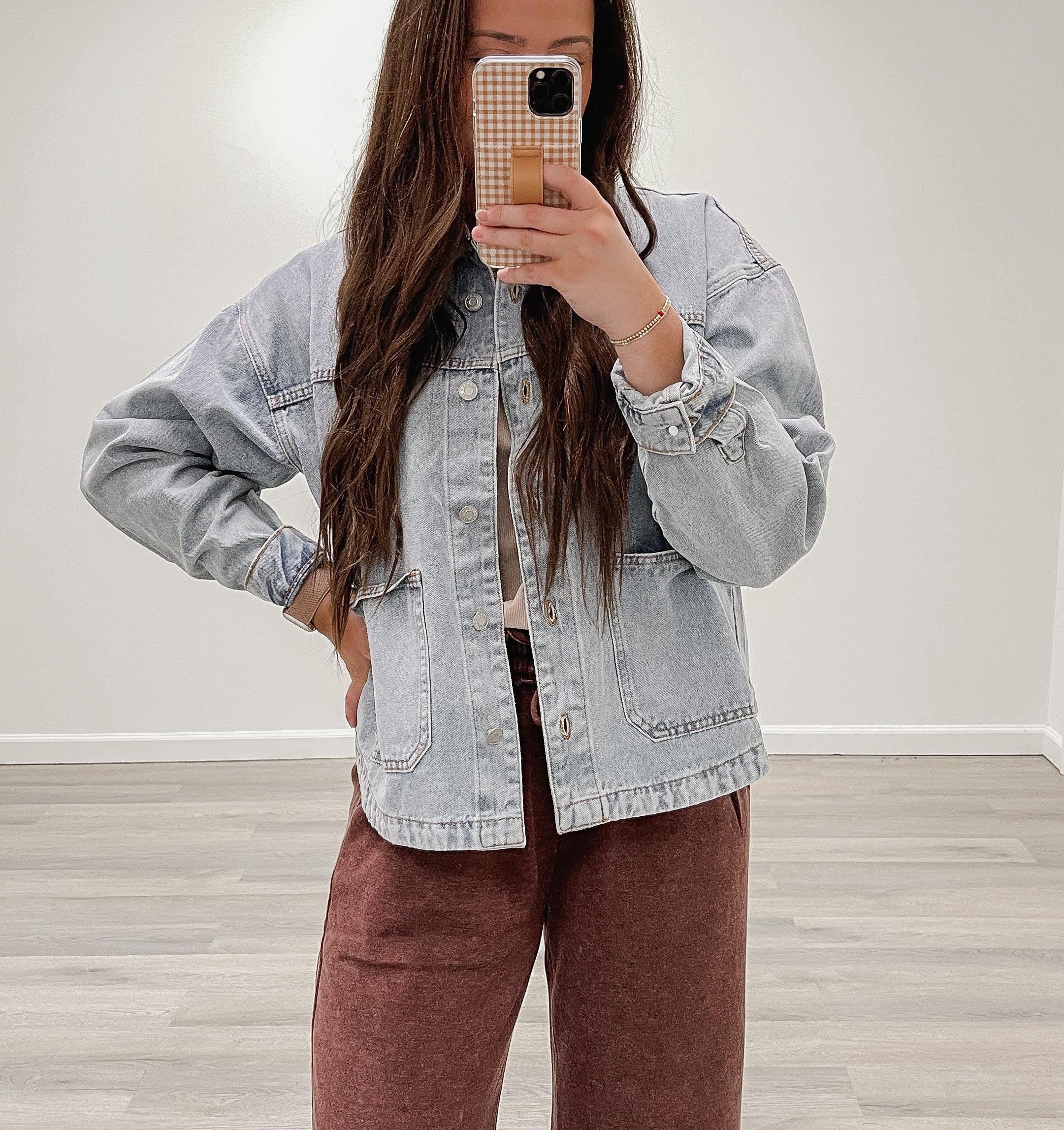 Acid Wash Palazzo Sweat Pant- Mahogany