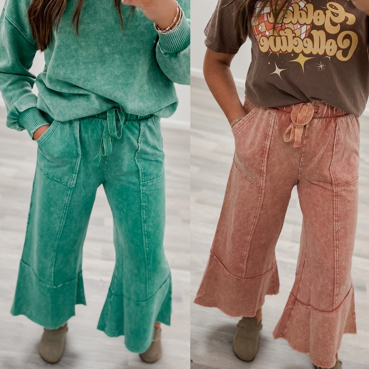 Exposed Seam Flare Pants