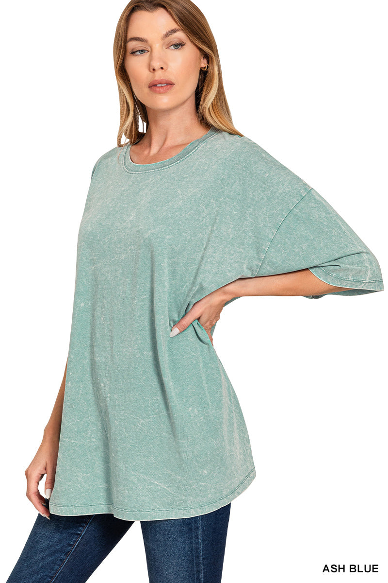 Oversized Mineral Wash Tee - Ash Blue