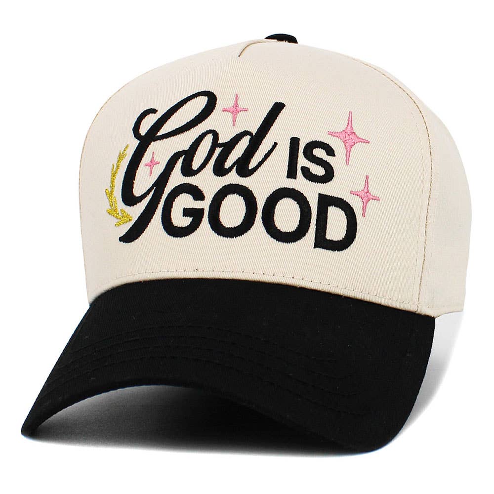 GOD IS GOOD Message Embroidered Baseball Cap