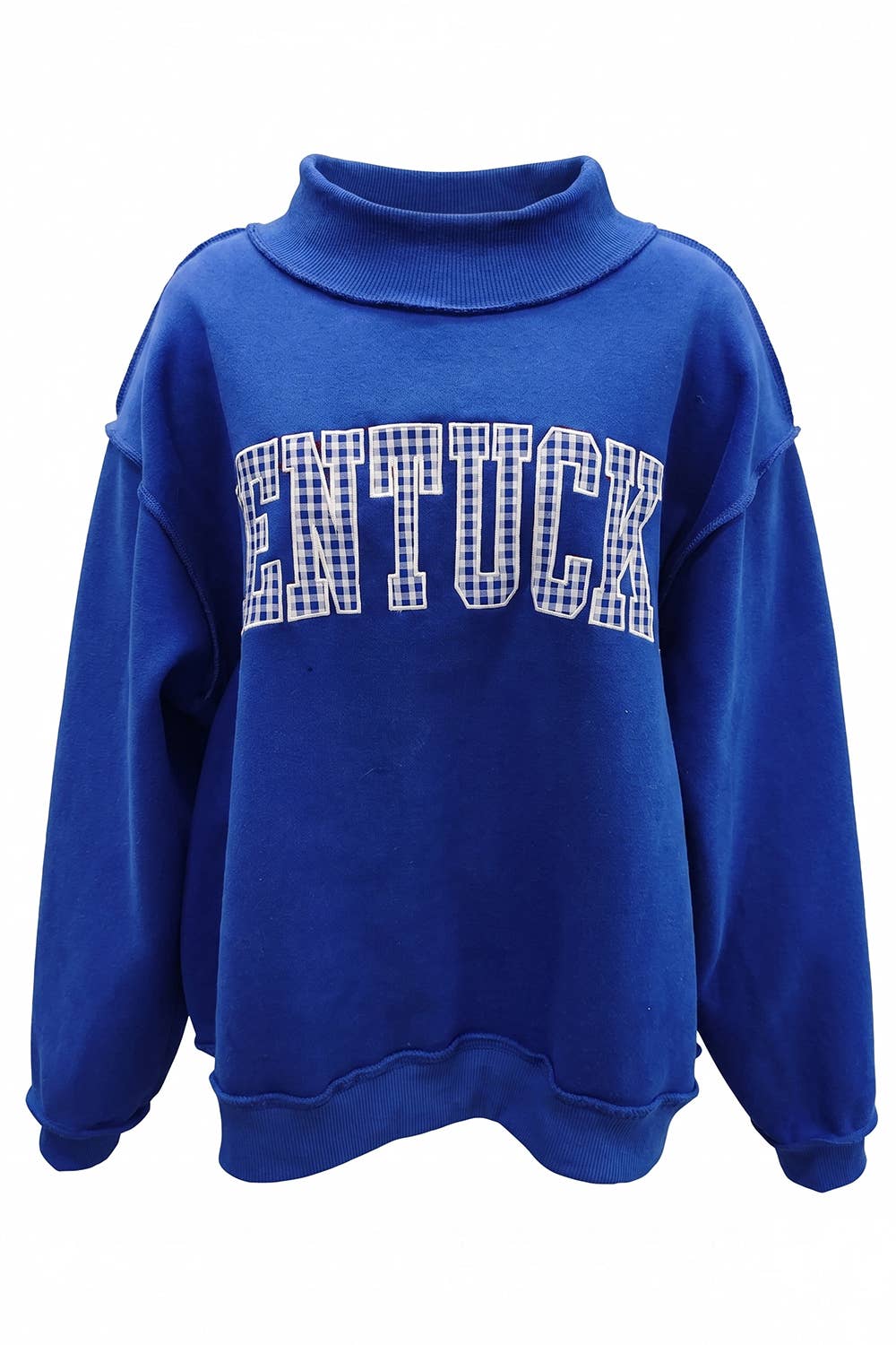 Kentucky Gingham Appliqué Mock-Neck Pullover