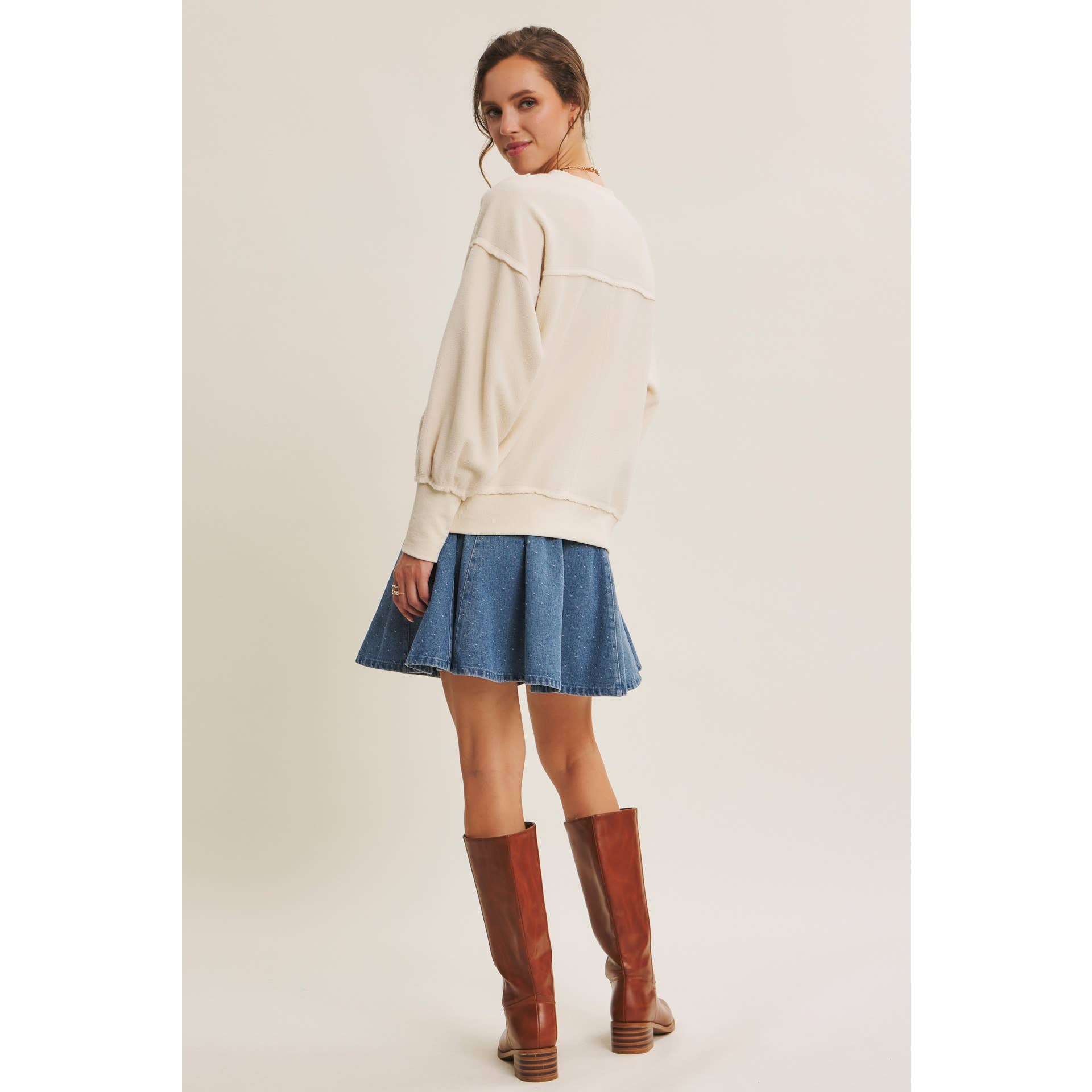 DENIM FLARE MINI SKIRT