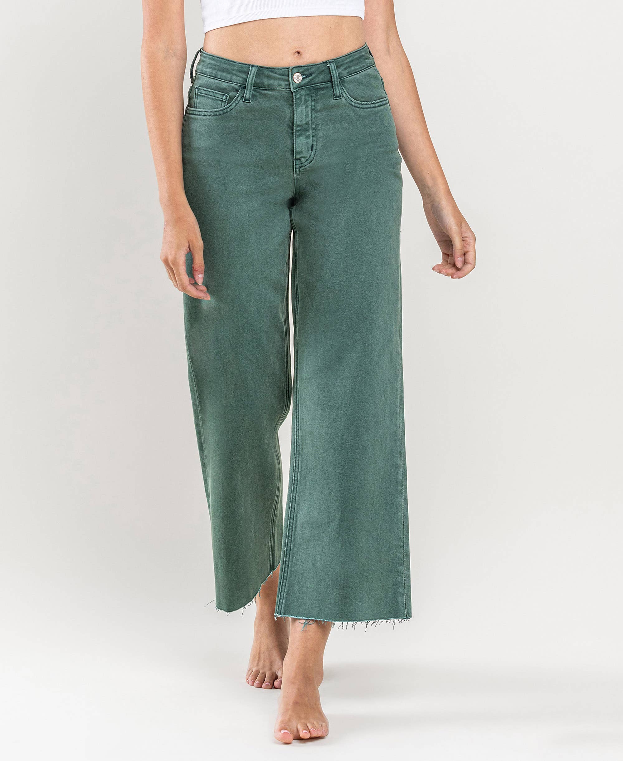 HIGH RISE CROP WIDE LEG JEANS