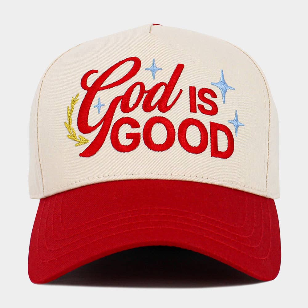GOD IS GOOD Message Embroidered Baseball Cap