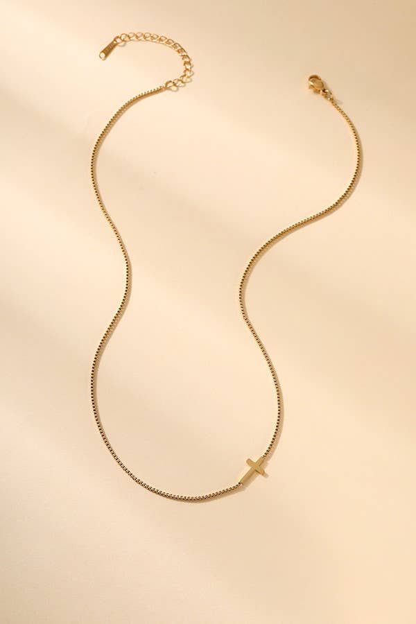 18K STAINLESS STEEL TARNISH FREE CROSS NECKLACE