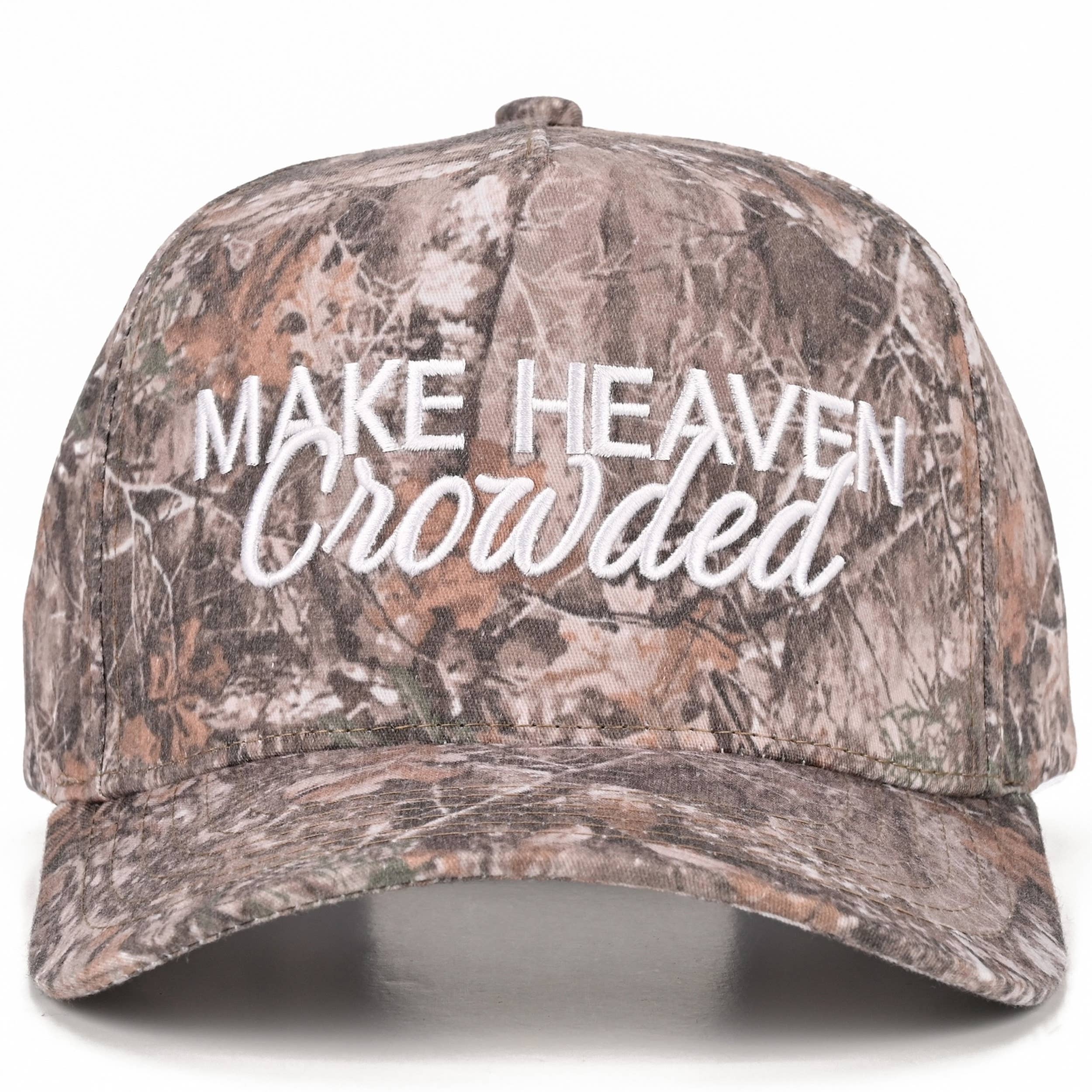 MAKE HEAVEN CROWDED Camo Embroidered Trucker Hat