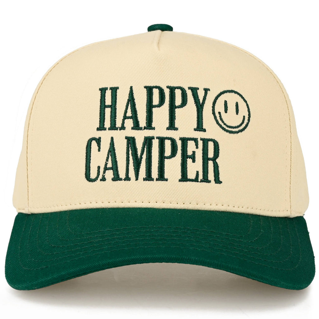 HAPPY CAMPER Embroidered Two Tone Trucker Hat