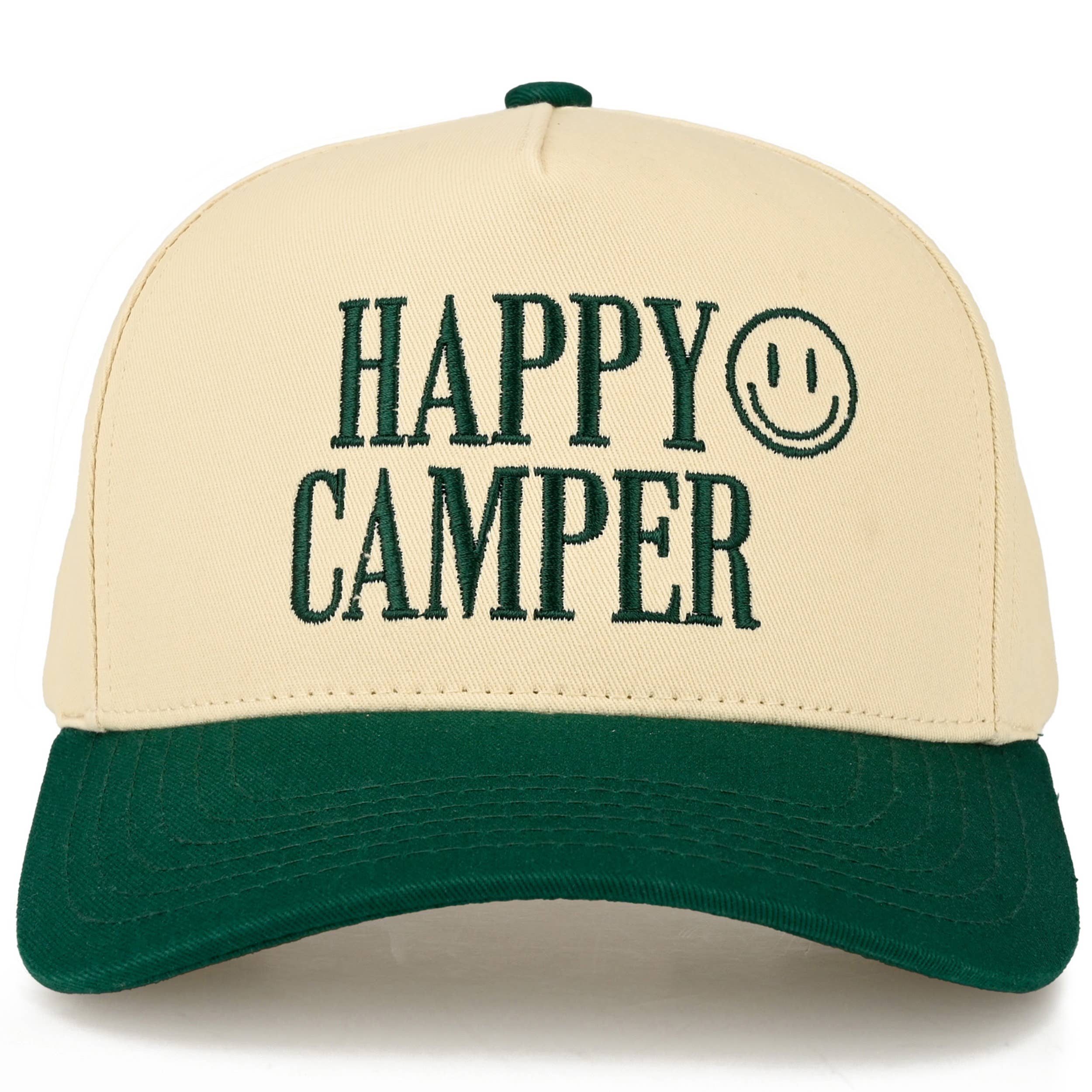 HAPPY CAMPER Embroidered Two Tone Trucker Hat