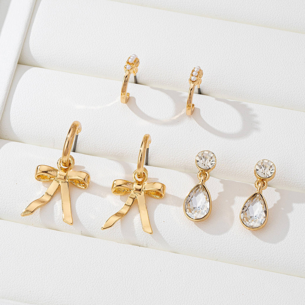 Pearl Crystal Earring Set