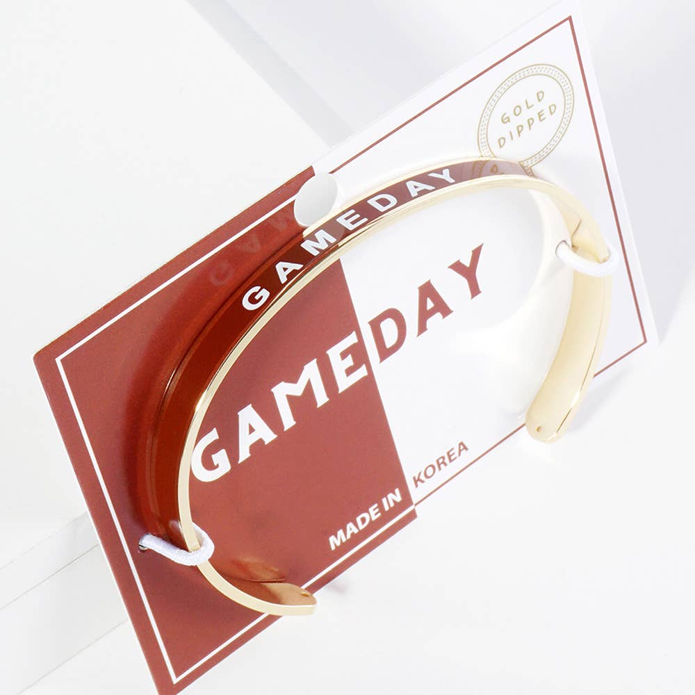Gold Dipped GAMEDAY Message Enamel Cuff Bracelet