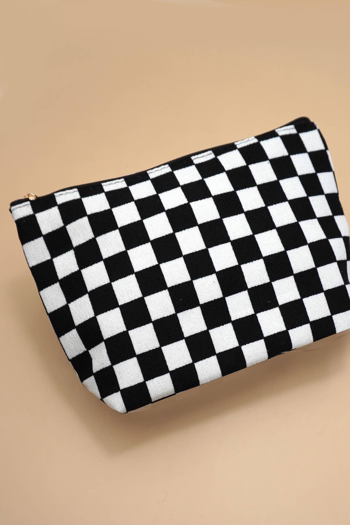 TRAVEL CHECKER COSMETIC MAKEUP POUCH BAG