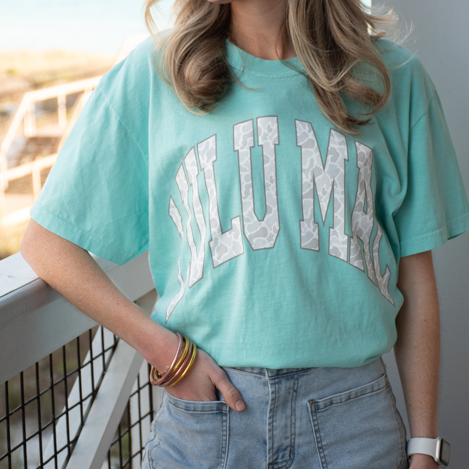 LULU MAC Camo Chalky Mint Comfort Colors Tee
