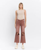 90'S VINTAGE SUPER HIGH RISE CROP FLARE JEANS