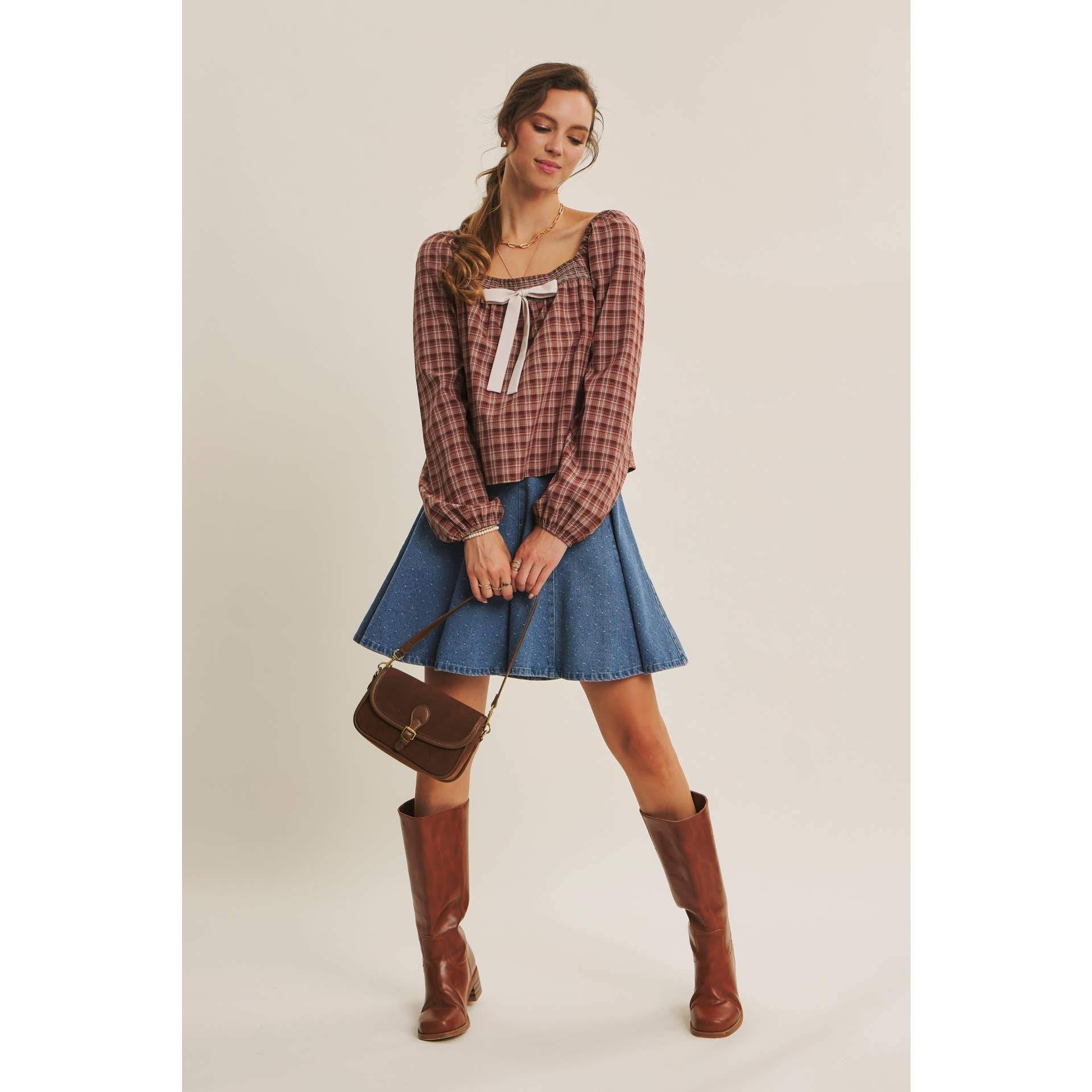 DENIM FLARE MINI SKIRT